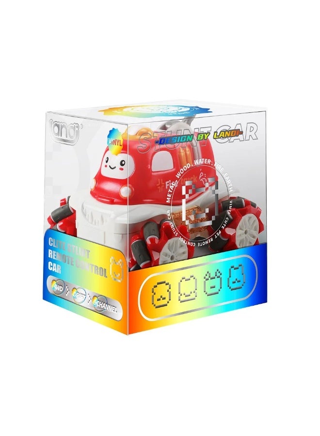 Stem 1:36 2.4G Anti-frequency Nine Pass Light Vinyl Cartoon Side-shift Stunt Car Red Color – 1PC Style May Vary - Image 2