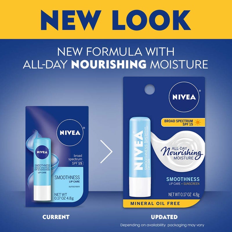 NIVEA Smoothness Lip Care - Broad Spectrum SPF 15 For Chapped Lips - .17 oz. Stick - Image 4