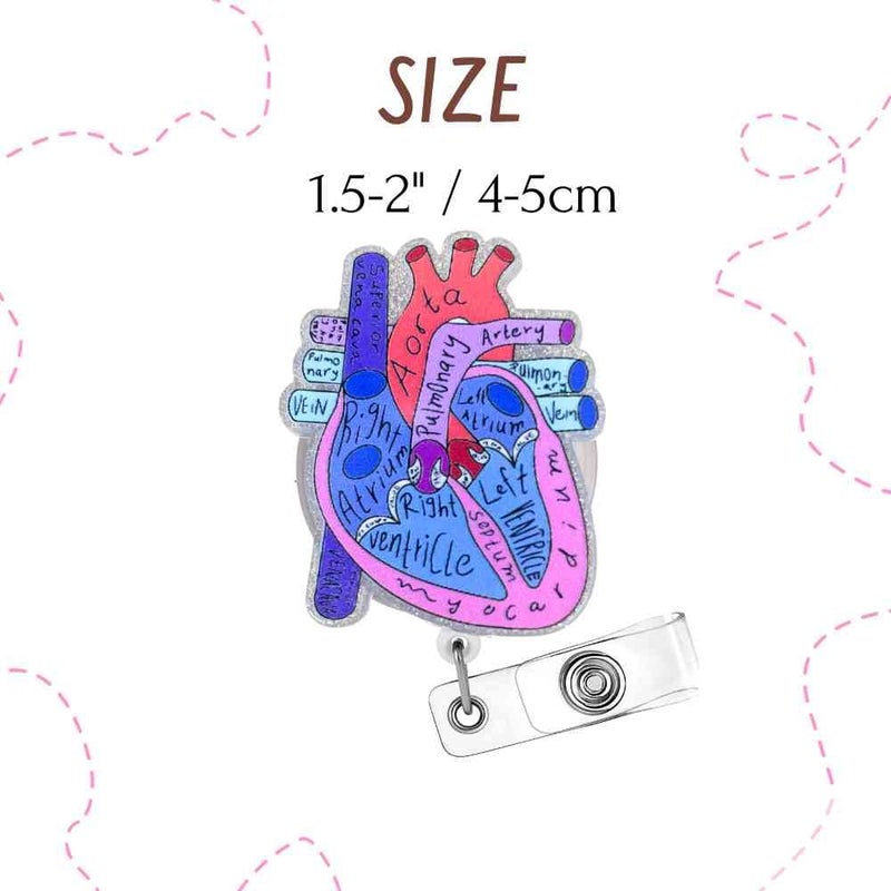 YJ PREMIUMS 3 PC Cardiac Heart Phlebotomy Badge Reel Holder Retractable with ID Name Card Tag Clip for Nurse Nurses Nursing Anatomy Surgery Student Doctor CNA RN MA ICU LPN Medical Hospital Accessories - Image 2