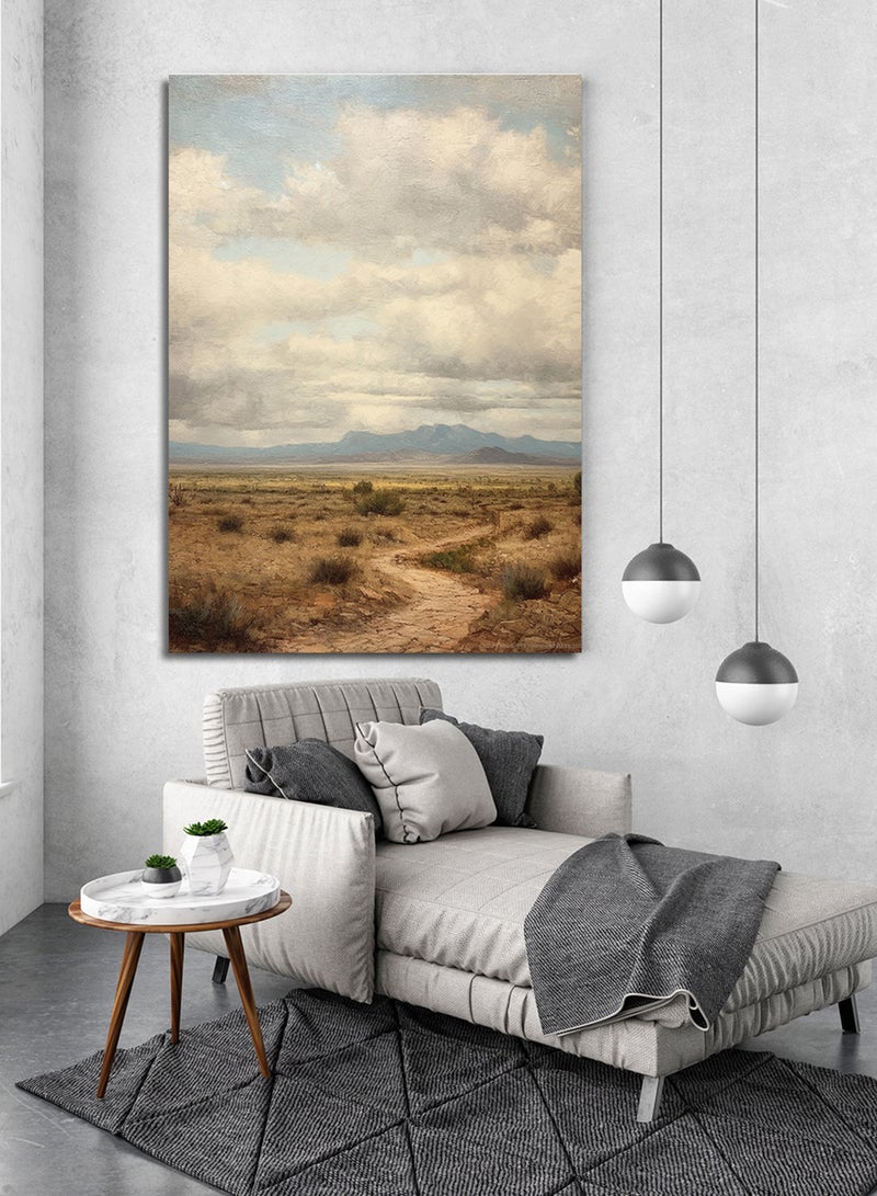 LOWHA Canvas Wall Art Stretched Over Wooden Frame with Desert Road Painting  - Image 1