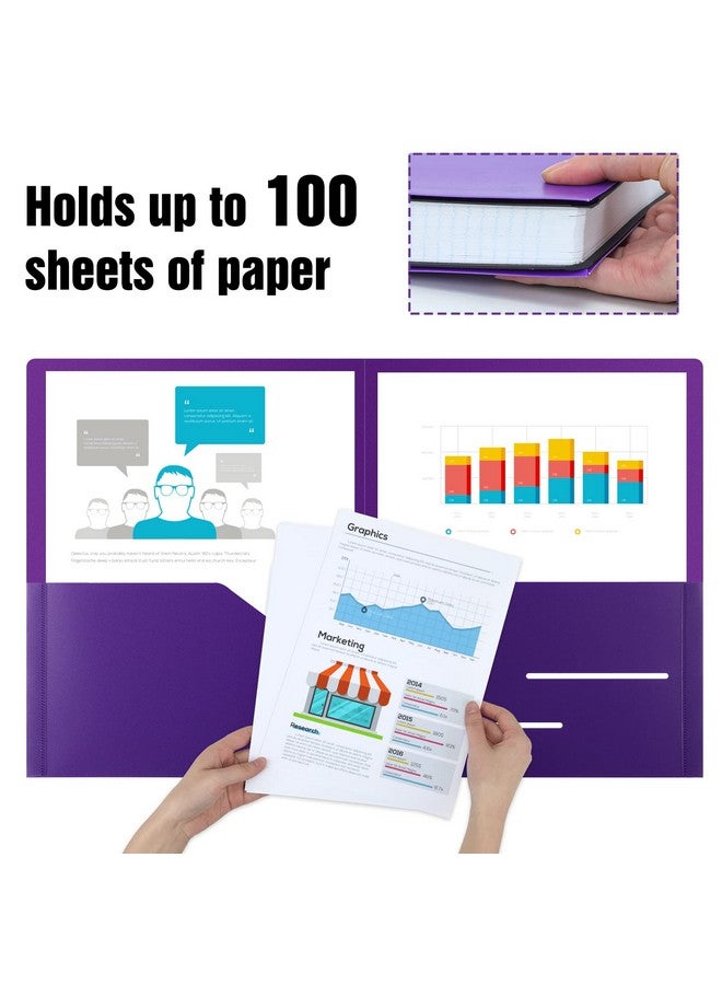 EOOUT 24Pcs Folders With Pockets Plastic Pocket Folders Two Pocket Folders With Label 6 Colors Letter Size A4 Size For Office Teaching Students And School - Image 4