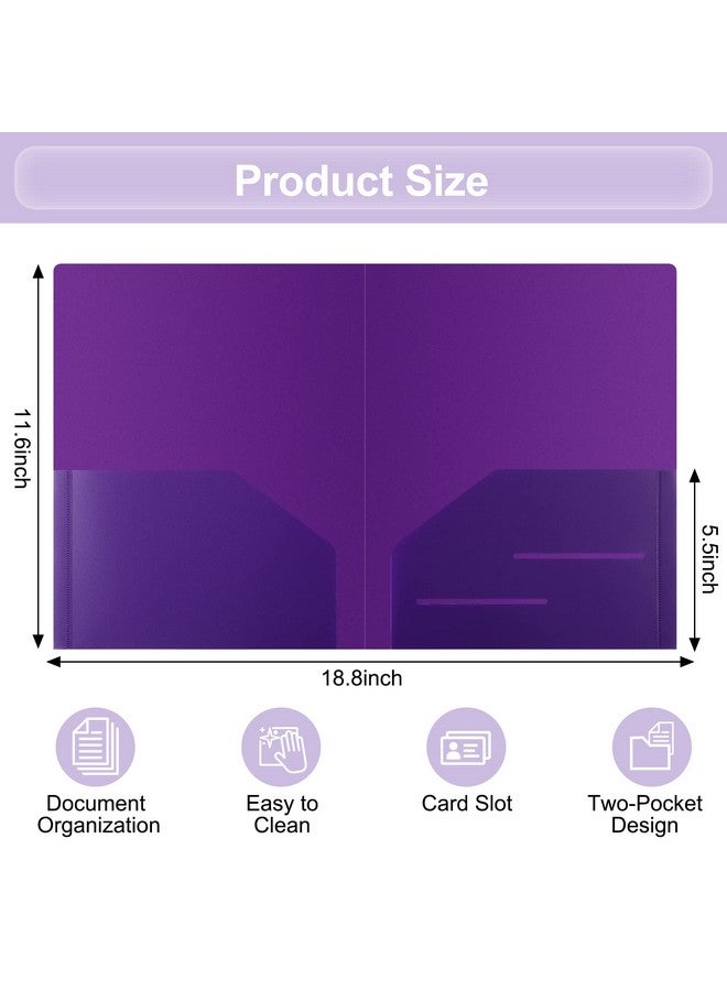 EOOUT 24Pcs Folders With Pockets Plastic Pocket Folders Two Pocket Folders With Label 6 Colors Letter Size A4 Size For Office Teaching Students And School - Image 2