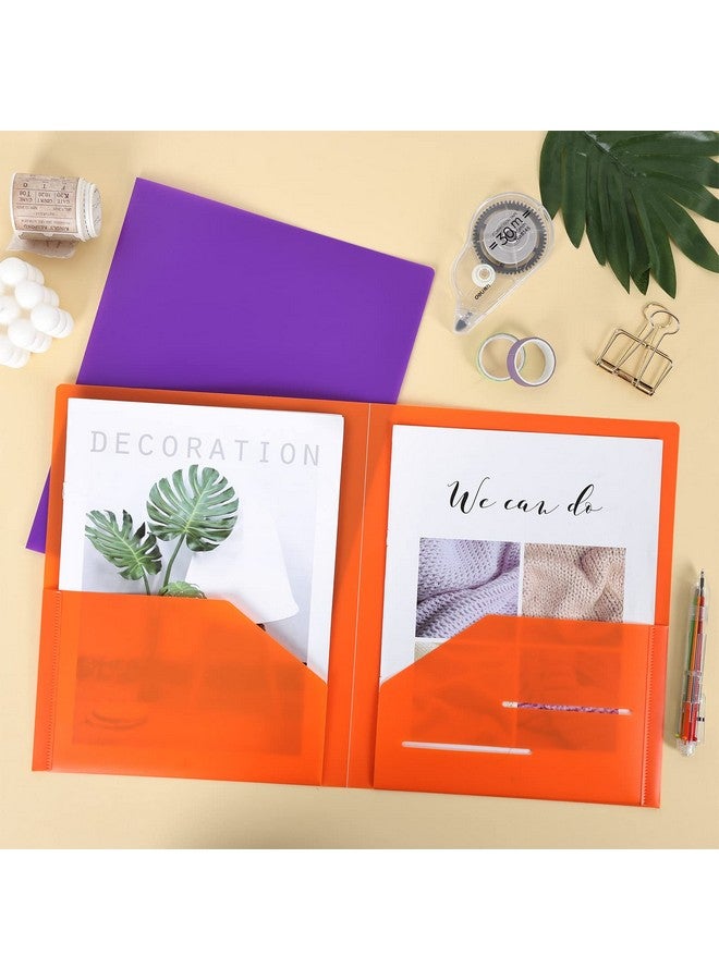 EOOUT 24Pcs Folders With Pockets Plastic Pocket Folders Two Pocket Folders With Label 6 Colors Letter Size A4 Size For Office Teaching Students And School - Image 5