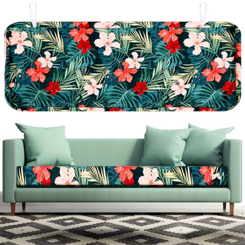 SmoothNovelty Hawaiian Outdoor Patio Bench Cushion Cover No Insert Palms Cushion Cover Replacement with Zipper Waterproof Loveseat Cushion Covers for Swing Sofa Chair Furniture48 x 18 x 3 Inch - Image 1