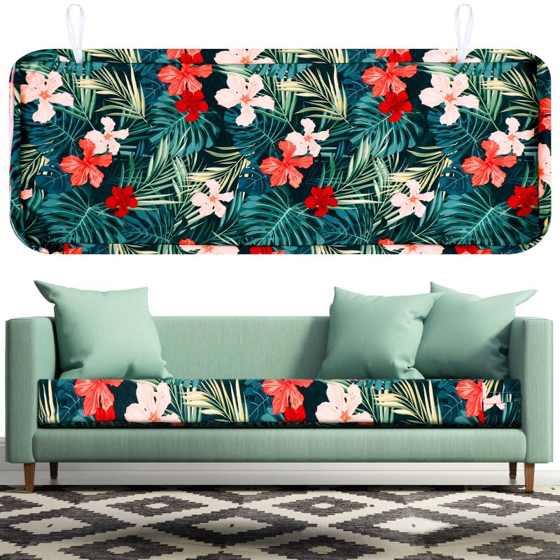 SmoothNovelty Hawaiian Outdoor Patio Bench Cushion Cover No Insert Palms Cushion Cover Replacement with Zipper Waterproof Loveseat Cushion Covers for Swing Sofa Chair Furniture48 x 18 x 3 Inch - Image 2