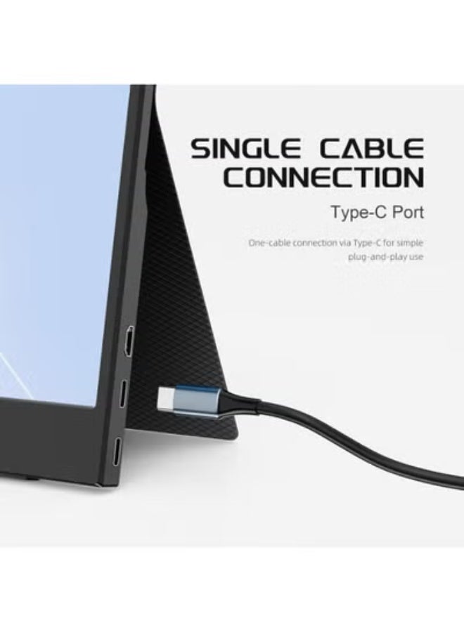 شاشة محمولة 14 بوصة نحيفة جدًا - شاشة صغيرة بدقة FHD 1920x1080 للألعاب والعمل والدراسة مع غطاء جلدي مغناطيسي - Image 4