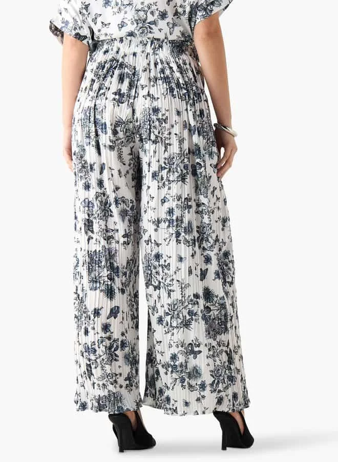 2Xtremz 2Xtremz Printed Mid-Rise Wide Leg Pants with Pockets