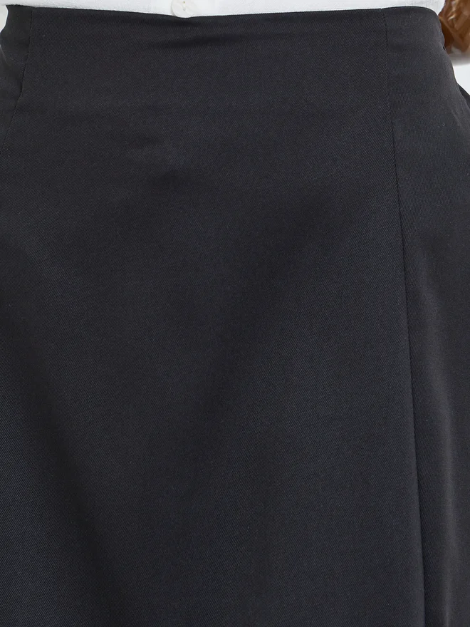 Styli black Styli Black Solid A-Line Maxi Skirt for Women | Best Price UAE