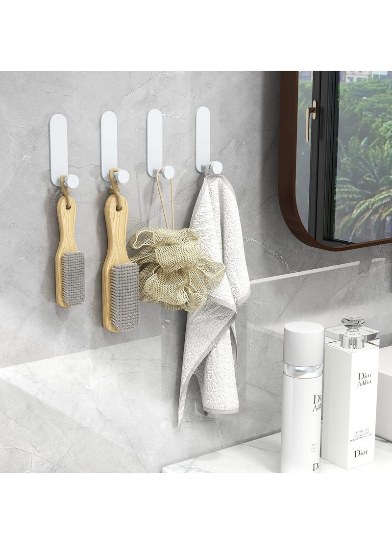 4 PCS White Adhesive Hooks Self Adhesive Hooks No Nails Wall Hangers Suitable For Hanging Robe Clothes Keys Kitchen Hallway Hooks Bathroom Tower Hooks Glue Sticky - Image 2