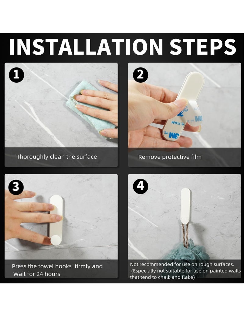 4 PCS White Adhesive Hooks Self Adhesive Hooks No Nails Wall Hangers Suitable For Hanging Robe Clothes Keys Kitchen Hallway Hooks Bathroom Tower Hooks Glue Sticky - Image 5