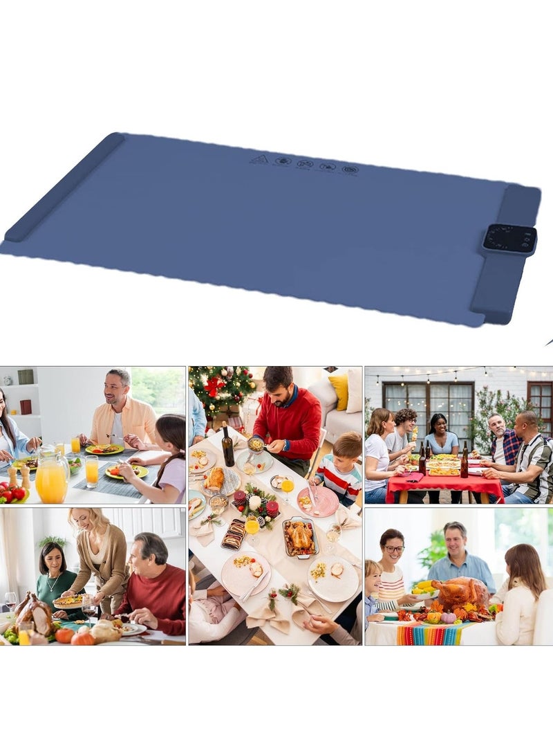 XiuWoo Portable Electric Food Warming Tray, Fast Heating Mat, Silicone Electric Warming Pad for Food, Roll Up Food Warmer Plate with 5 Temperature Settings, Organizer Rope - Image 2