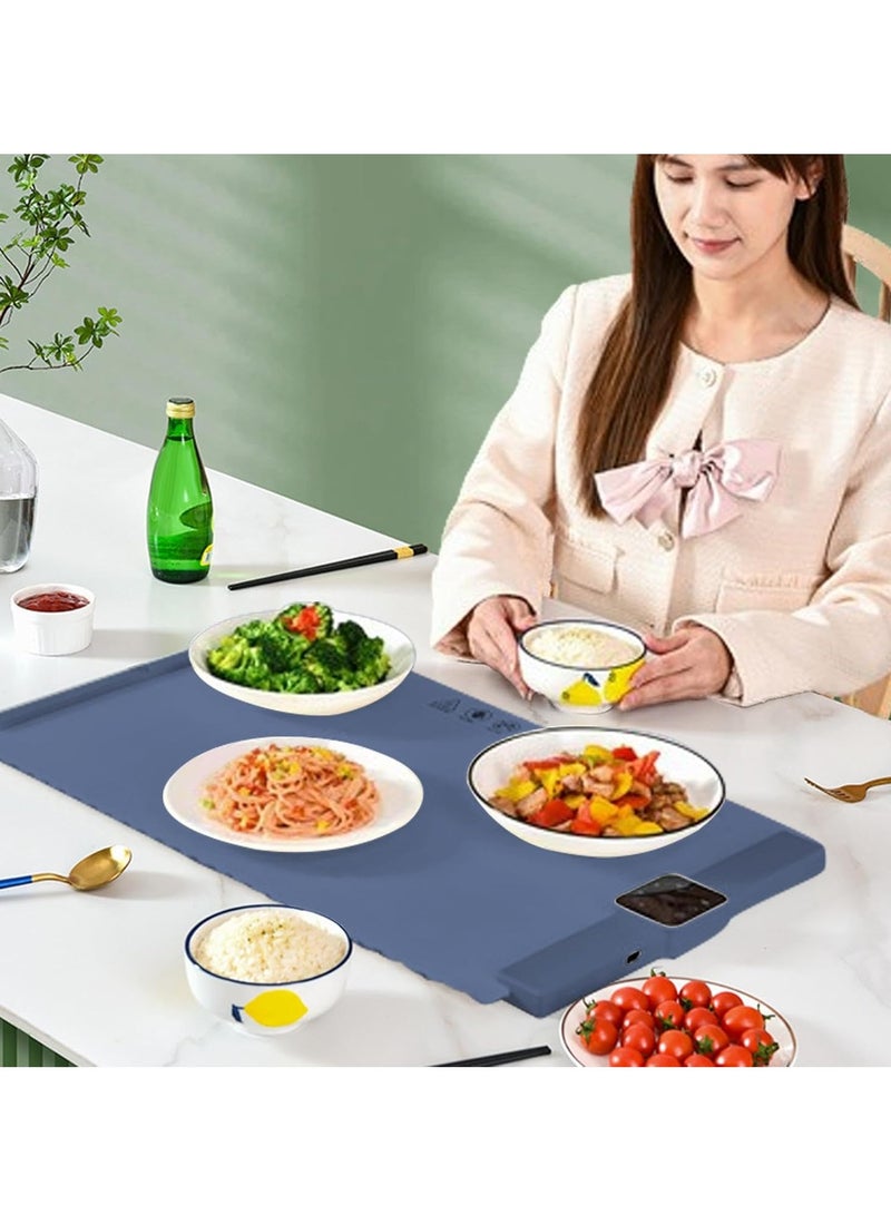 XiuWoo Portable Electric Food Warming Tray, Fast Heating Mat, Silicone Electric Warming Pad for Food, Roll Up Food Warmer Plate with 5 Temperature Settings, Organizer Rope - Image 3