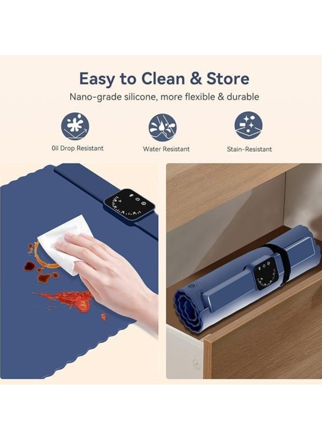 XiuWoo Portable Electric Food Warming Tray, Fast Heating Mat, Silicone Electric Warming Pad for Food, Roll Up Food Warmer Plate with 5 Temperature Settings, Organizer Rope - Image 5