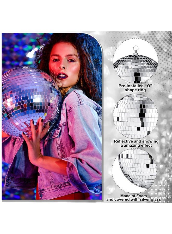 Haull 8 Pcs Large Disco Ball Set Silver Mirror Disco Balls Reflective Ball with Hanging Ring Party Hanging Ornament Decoration for Stage Club Ballroom Dance Wedding Prom Props (8'', 6'') - Image 4
