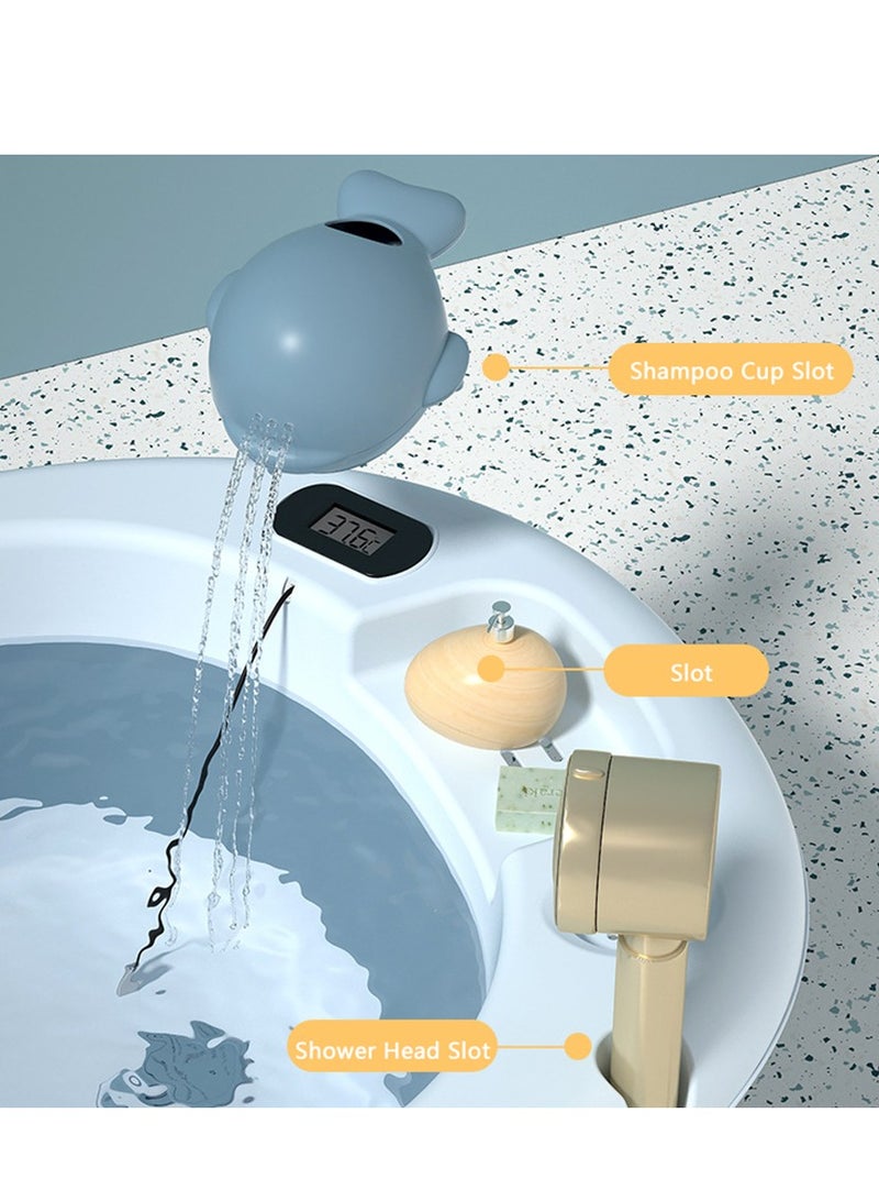 Arabest Foldable Baby Bath Tub, Newborn Baby Tub with Soft Bath Mat and Bath Net，Portable Bathtub with Temperature Sensor，for Newborns Baby and Toddlers (Blue-Bath Mat+Real-time Sensor) - Image 3