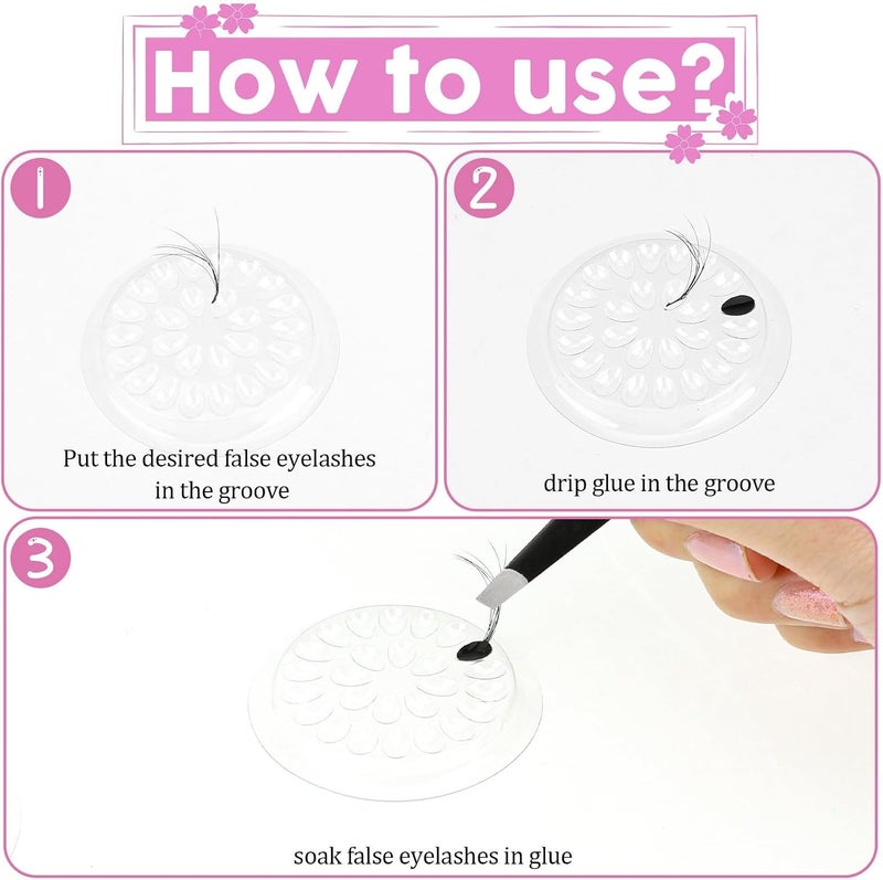 KASTWAVE Disposable Lash Trays 100Pcs, Transparent Plastic Eyelash Glue Holders, False Eyelash Pads for Extensions, Professional Eyelash Application Tools - Image 5