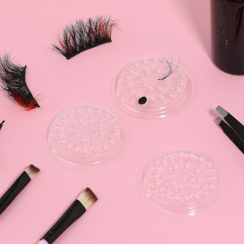 KASTWAVE Disposable Lash Trays 100Pcs, Transparent Plastic Eyelash Glue Holders, False Eyelash Pads for Extensions, Professional Eyelash Application Tools - Image 2