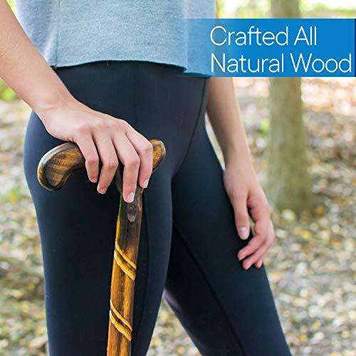 RMS Wood Cane 36 Inches Natural Wood Walking Stick Handcrafted Wooden Offset Cane for Men or Women Spiral - Image 5