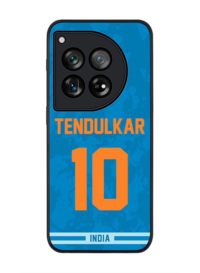 Stylizedd Rugged Black Edge Case for OnePlus 12, Slim fit Case Flexible Anti Drop TPU Gel Thin Cover -  Team India Sachin Tendulkar, Jersey No 10 - Image 1