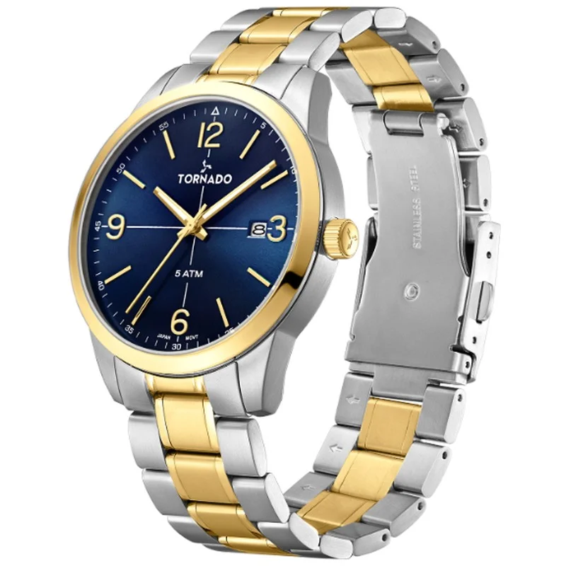 TORNADO Tornado Classic T24007-TBTN Men Analog Display Watch & Stainless Steel Strap Gold