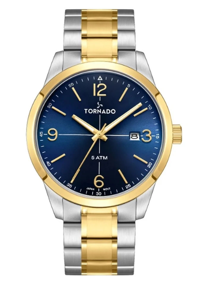 تورنيدو Tornado Classic T24007-TBTN Men Analog Display Watch & Stainless Steel Strap Gold