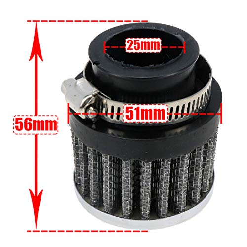 AUTUT 25mm Inlet Motorcycle Air Filter Replacement Cylindrical Intake Mesh Filter Accessory - Image 2