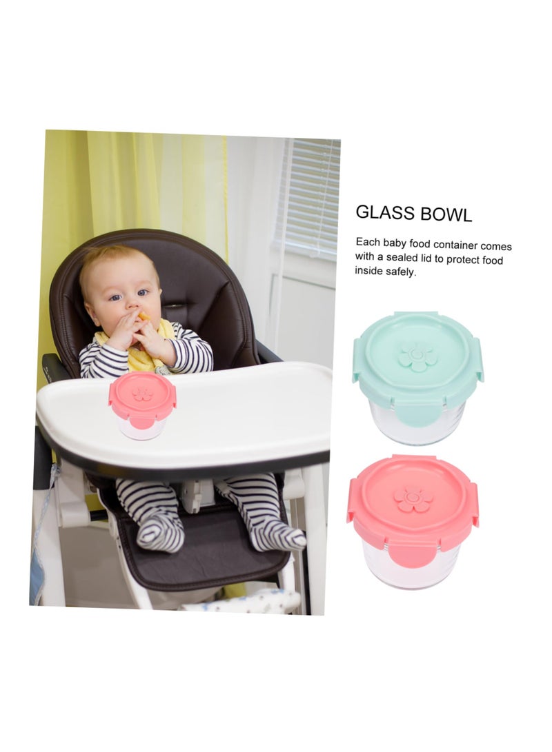 SYOSI 2Pcs Glass Supplementary Food Box Container Dessert Bowls Pink Glass Food Storage Refrigerator Produce Bins  - Image 3