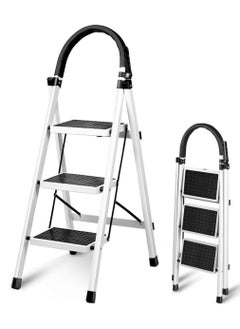 DubaiGallery 3 Steps Ladder Folding Step Stool With Anti Slip Sturdy And Wide Pedal Lightweight Portable Multi Use Stepladder For Home And Kitchen Foldable Ladder Space Saving  - Image 1