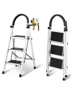 DubaiGallery 3 Steps Ladder Folding Step Stool With Anti Slip Sturdy And Wide Pedal Lightweight Portable Multi Use Stepladder For Home And Kitchen Foldable Ladder Space Saving  - Image 2