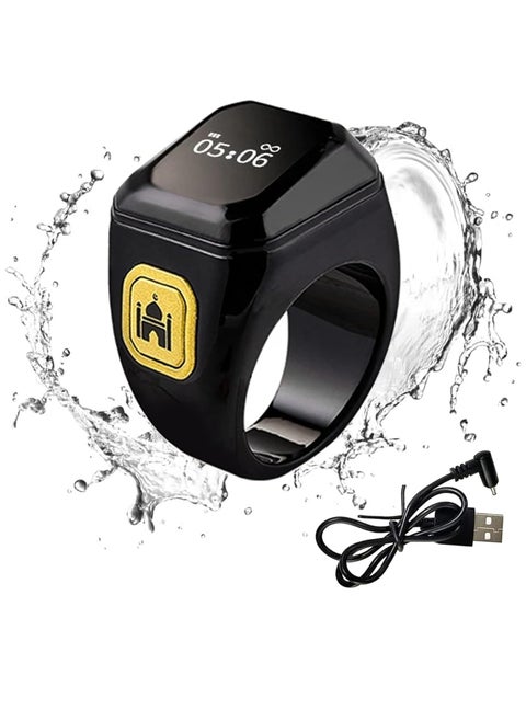 Smart Tasbih Zikr Ring 20mm, Muslim Digital Prayer Ring, OLED display, Tasbih Counter, Wearable Technology, Waterproof, USB Rechargeable