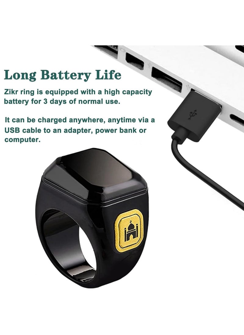Smart Tasbih Zikr Ring 20mm, Muslim Digital Prayer Ring, OLED display, Tasbih Counter, Wearable Technology, Waterproof, USB Rechargeable