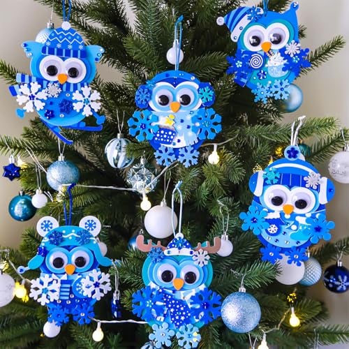 Winlyn 24 Sets Winter Craft Kits Christmas Crafts DIY Snowflake Owl Ornaments Decorations Craft Kit Festive Foam Stickers Winter Arts and Crafts for Kids Holiday Home Classroom Activities Party Favors - Image 5
