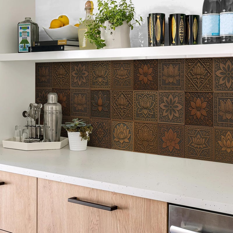 VICCI Peel and Stick Backsplash Tiles 12Pcs - 5.9x5.9 Inch Self-Adhesive Removable Decals for Kitchen & Bathroom | Cabinet, Furniture Wall Decor | Easy DIY Home Upgrade - Image 3