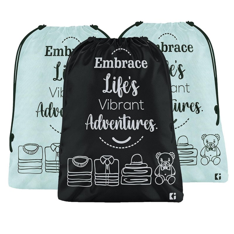 Kuber Industries Pack of 3 Cloth Storage Bag NonWoven Storage Organizer Travel Pouches Cloth Carrying Bag Garments Cover Storage Organizer Bag for Clothing Large Grey Black - Image 1