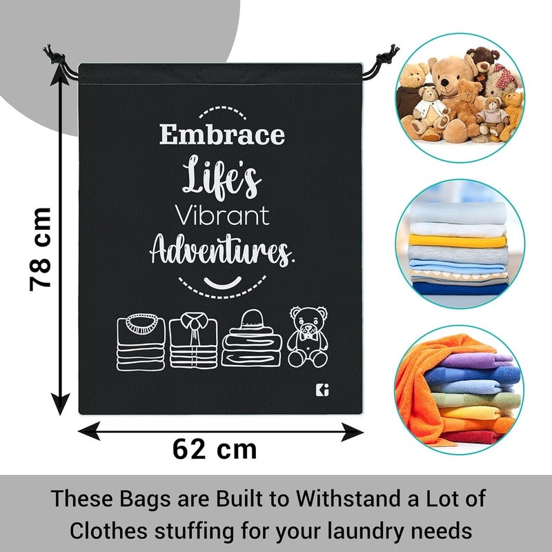 Kuber Industries Pack of 3 Cloth Storage Bag NonWoven Storage Organizer Travel Pouches Cloth Carrying Bag Garments Cover Storage Organizer Bag for Clothing Large Grey Black - Image 3