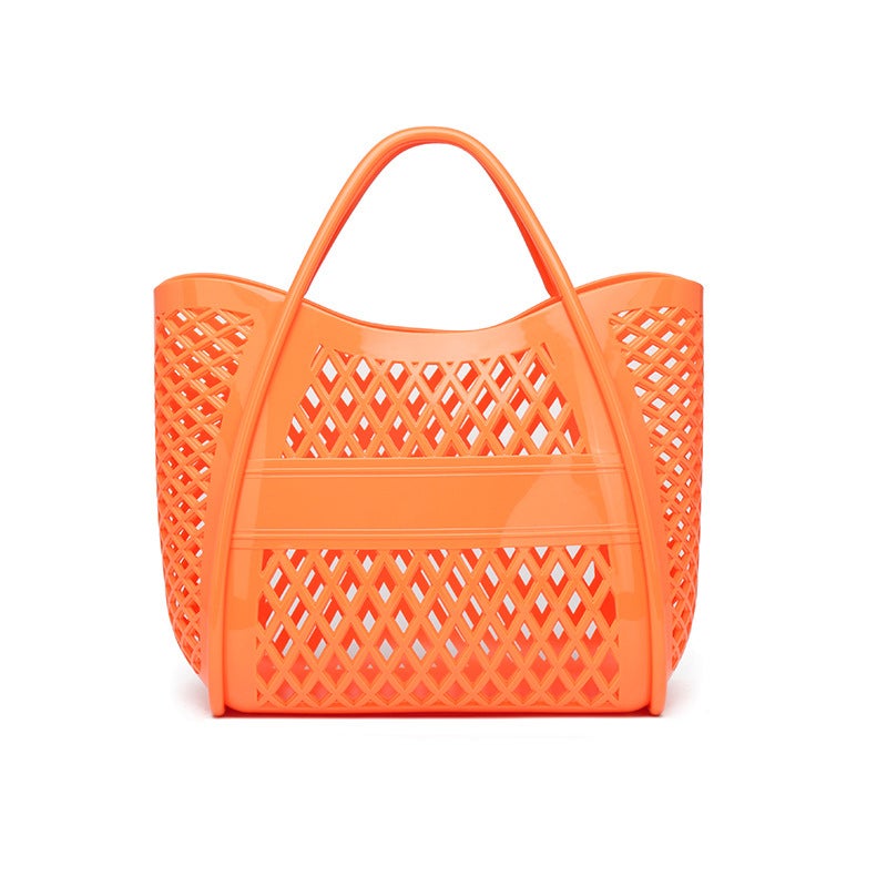 PVC Hollow Out Shopping Basket Bag, Large Capacity - Image 1