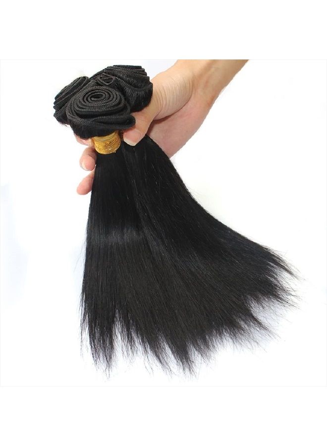 Rebasar Straight Human Hair Bundles Weave 8 8 8 Inch 100% Unprocessed Brazilian Virgin Weave Hair Human Bundles for Women Remy Weft Short Human Hair 3 Bundles Straight Hair Extensions Natural Black Color - Image 5
