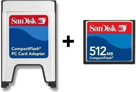 Sandisk PCcmcia-CF Compact Flash Adapter + 512MB Compact Flash Card