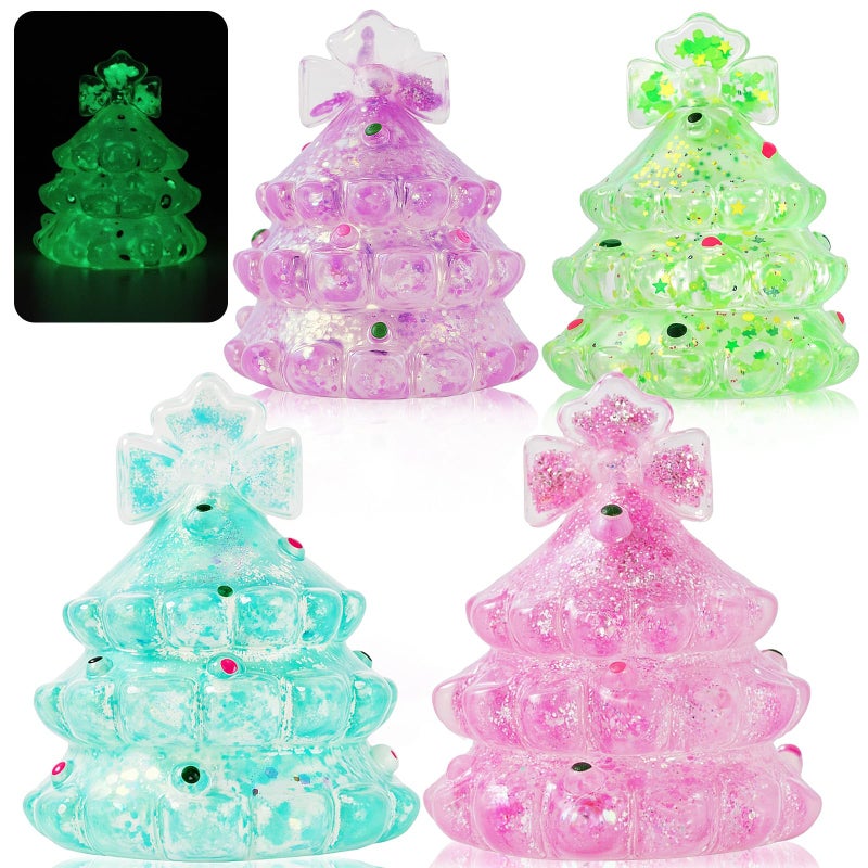 UGYWI Christmas Stocking Stuffers Glow in The DarkSquishy Fidget Toys for Kids Gifts for Boys Girls Age 3 4Pcs Christmas Tree - Image 3