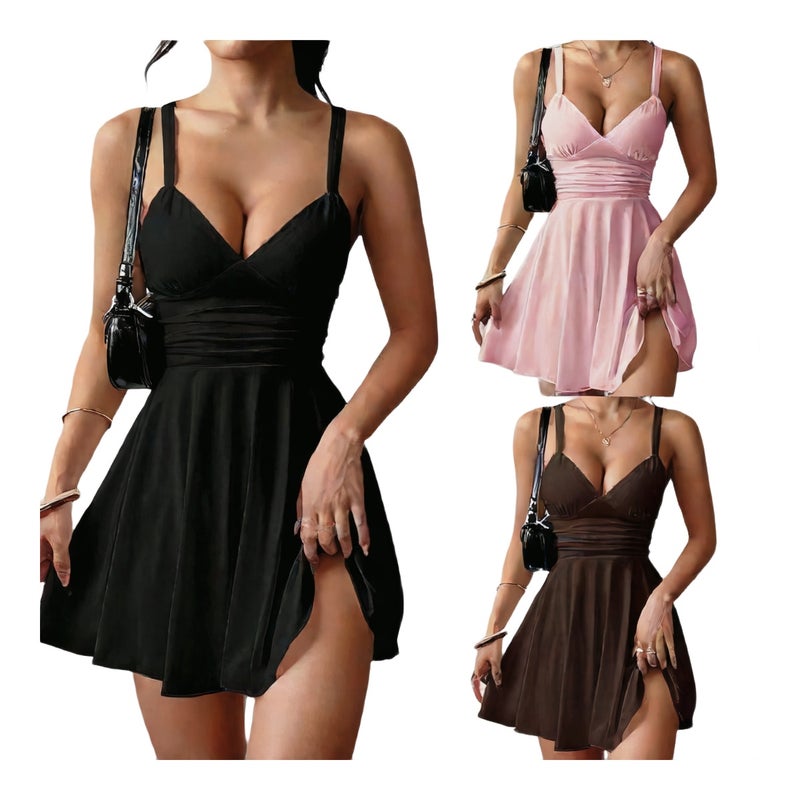 Sexy V-Neck Sleeveless Bodycon Dress Summer Party Gown - Image 1
