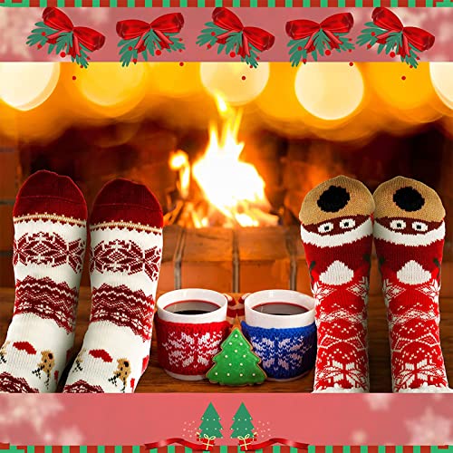 Sintege 3 Pairs Women Christmas Slipper Socks Winter Soft Warm Fuzzy Plush Cozy Fleece Lined Non Slip Christmas Socks Gifts(Cute Style) - Image 4