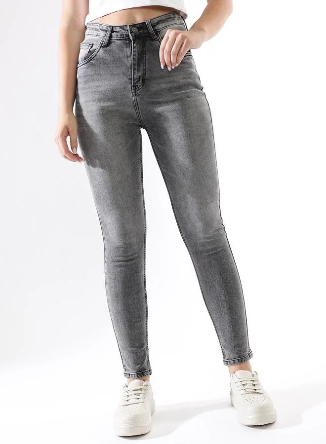 HIGH STAR Women Comfort Skinny Fit High-Rise Heavy Fade Stretchable Jeans
