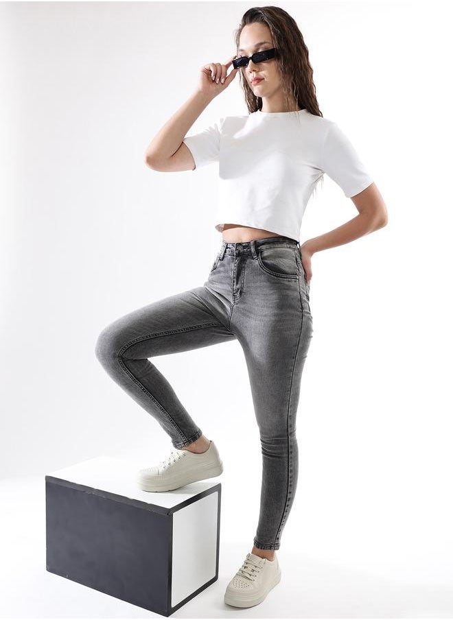 HIGH STAR Women Comfort Skinny Fit High-Rise Heavy Fade Stretchable Jeans  - Image 1