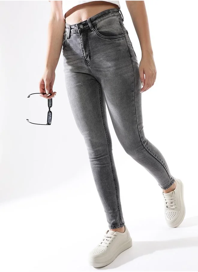 HIGH STAR Women Comfort Skinny Fit High-Rise Heavy Fade Stretchable Jeans