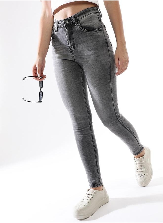 HIGH STAR Women Comfort Skinny Fit High-Rise Heavy Fade Stretchable Jeans  - Image 2