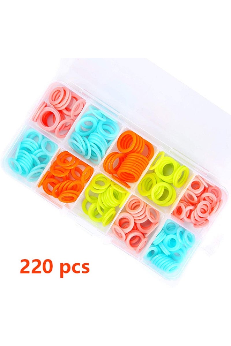 Type 2 180/220pcs Colorful Knitting Stitch Markers Rings Knitting Crochet Locking Rings With Portabl