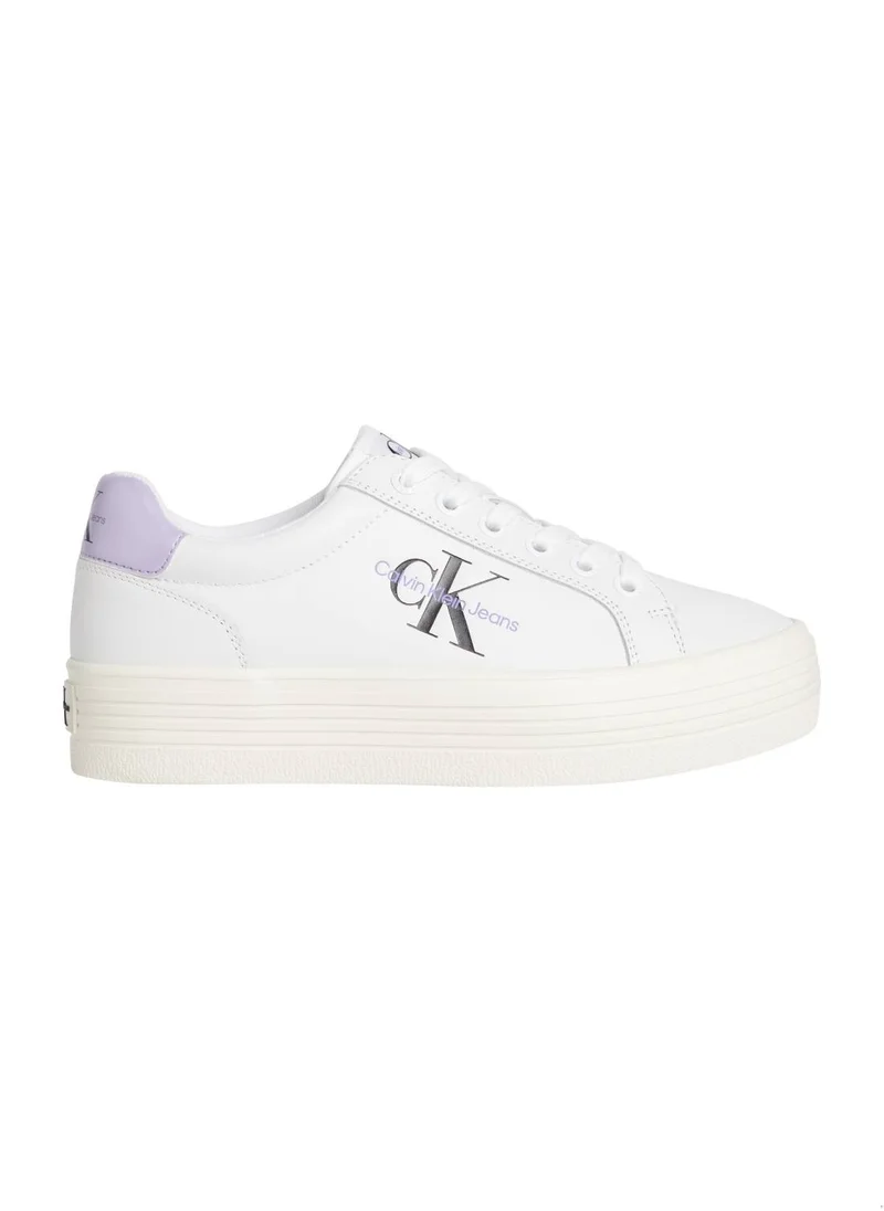 Calvin Klein Jeans Women's Leather Platform Trainers - Leather, White