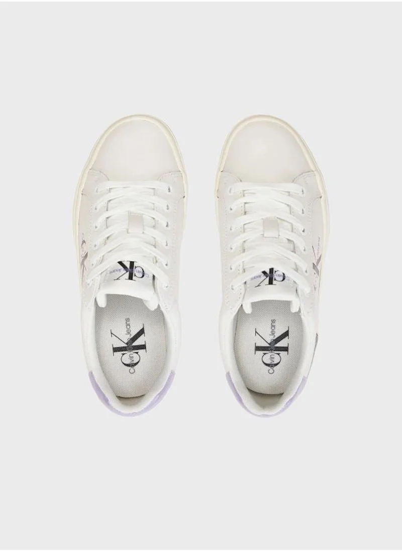 Calvin Klein Jeans Women's Leather Platform Trainers - Leather, White