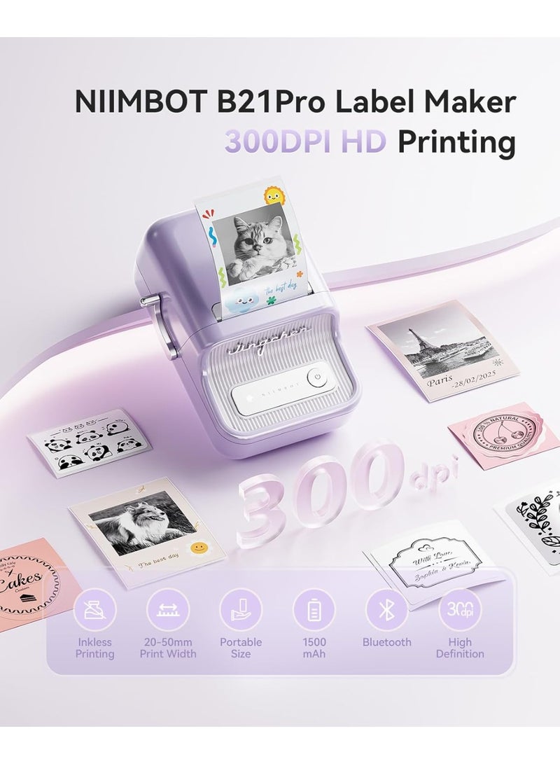 نيمبوت طابعة ملصقات بي 21 برو، طابعة ملصقات عالية الدقة 300 نقطة لكل بوصة، مثالية للملاحظات والصور ورسومات الدراسة وصانع المذكرات، 50 × 30 ملم، 230 قطعة (ارجواني) - Image 2