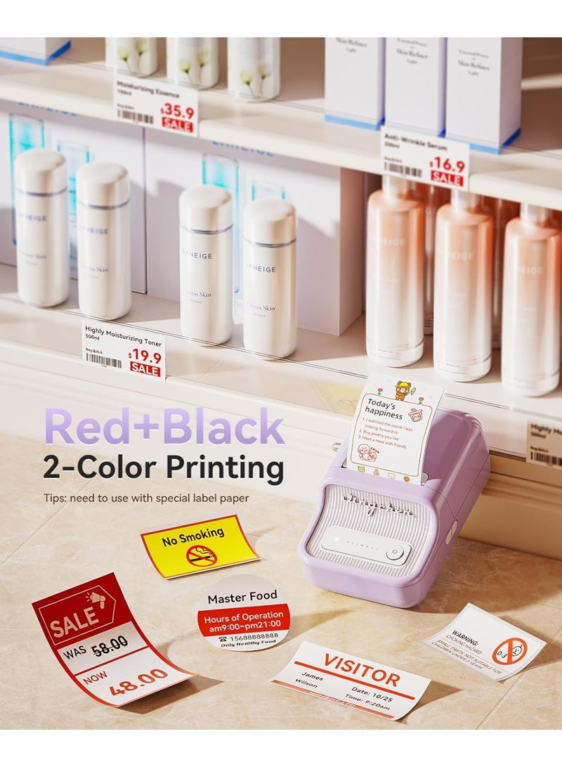 نيمبوت طابعة ملصقات بي 21 برو، طابعة ملصقات عالية الدقة 300 نقطة لكل بوصة، مثالية للملاحظات والصور ورسومات الدراسة وصانع المذكرات، 50 × 30 ملم، 230 قطعة (ارجواني) - Image 3